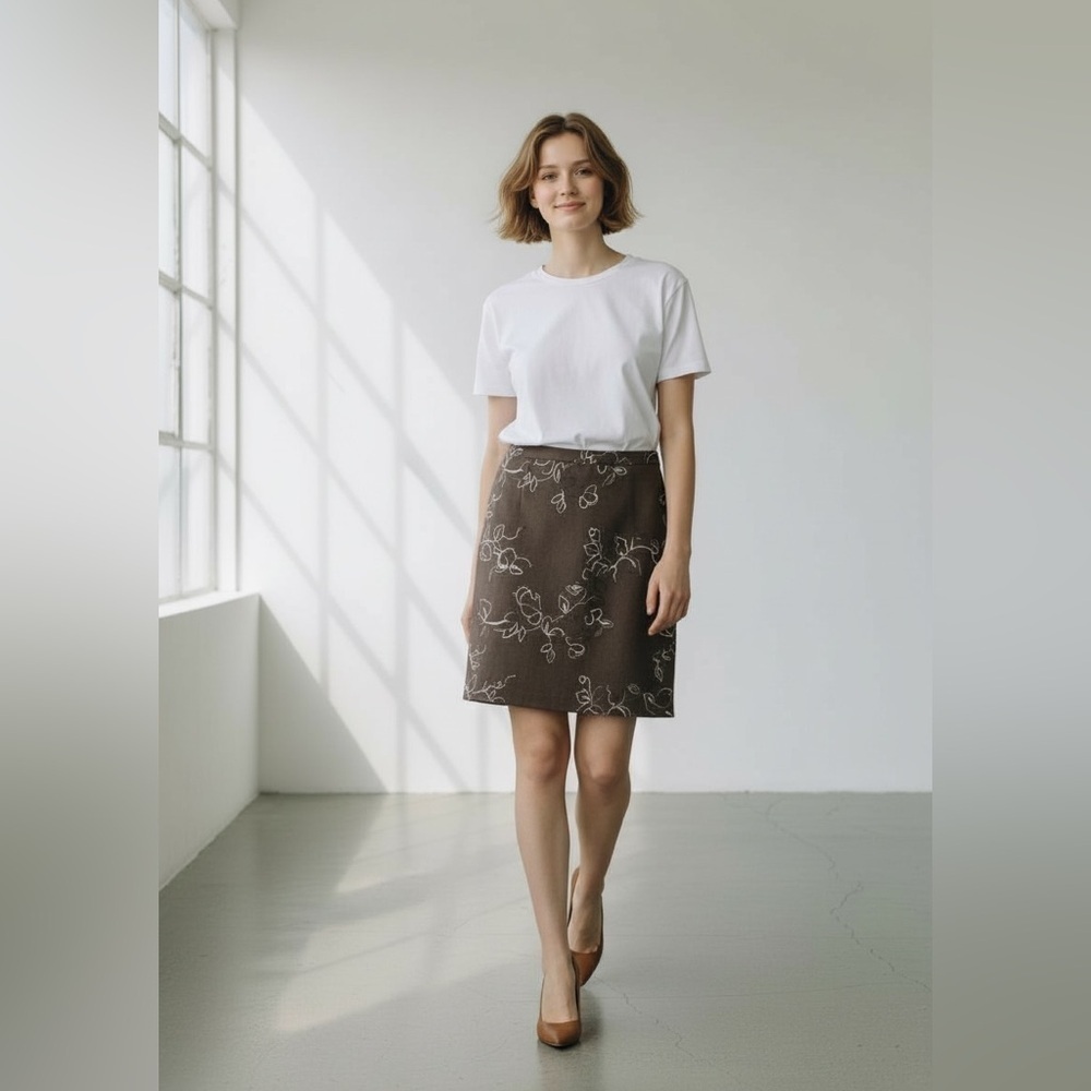 Price Roman Vintage Designer Skirt, Wool Blend, Chocolate Brown Size 4